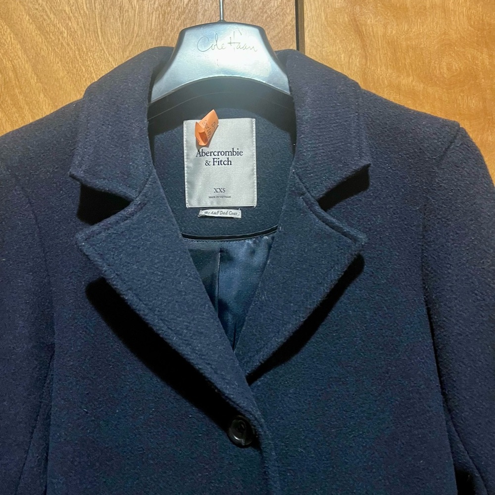 Abercrombie Navy Dad Wool Coat XXS New Pics Added - Picture 6 of 7